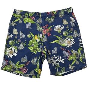 J. McLaughlin Menswear Floral Botanical Print Shorts Size 42‎ Birds Butterflies